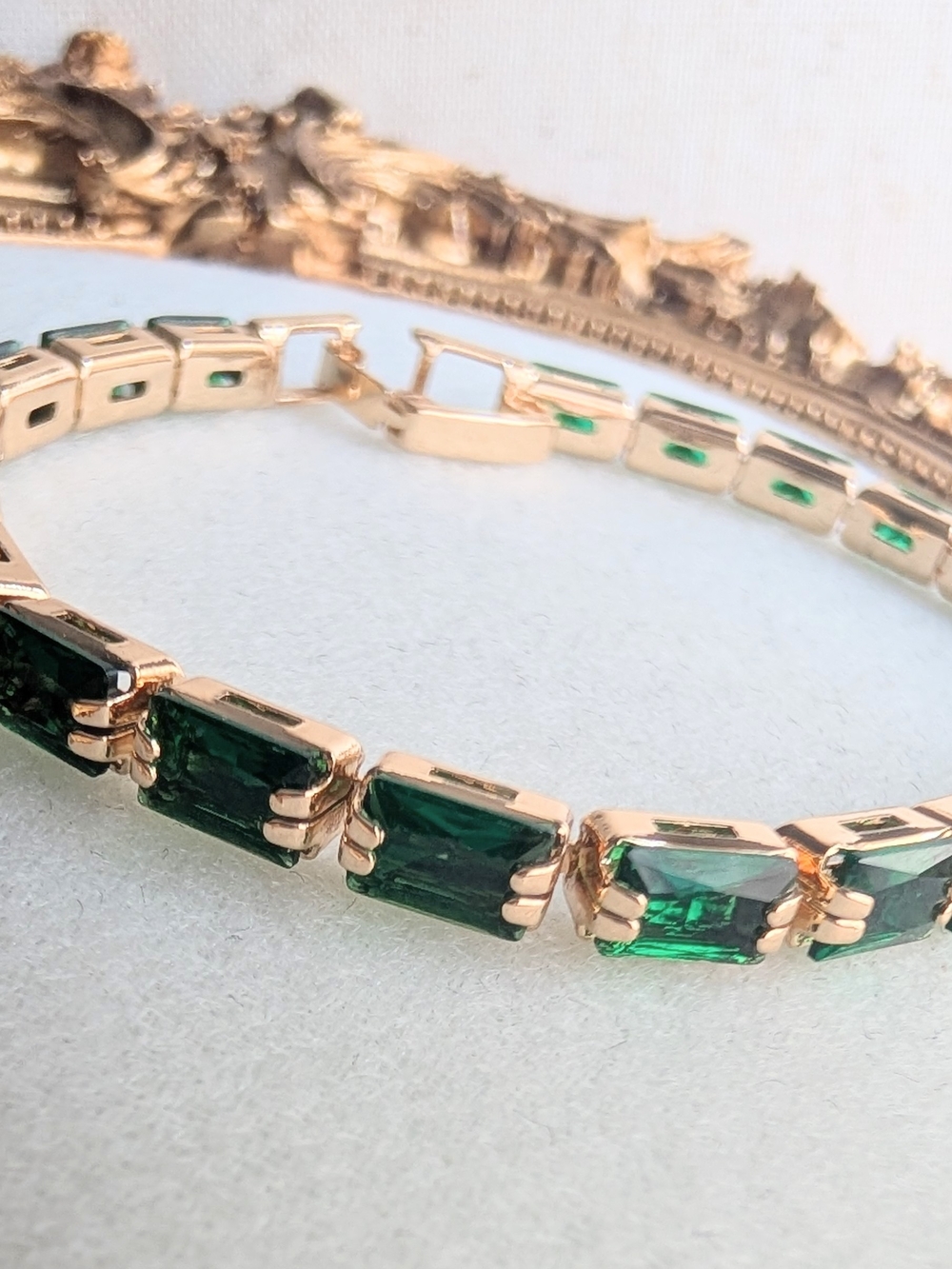 Gold & Emerald Green CZ - Cubic Zirconia Tennis Bracelet (Gold Plated With CZ)💎